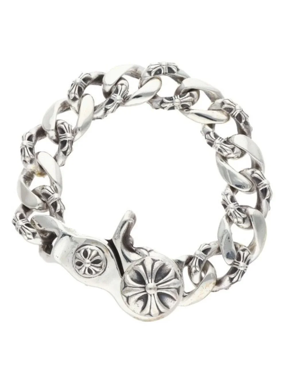 Chrome Hearts Fncy Chn Lnk Fancy Link Clip Vintage Silver Bracelet